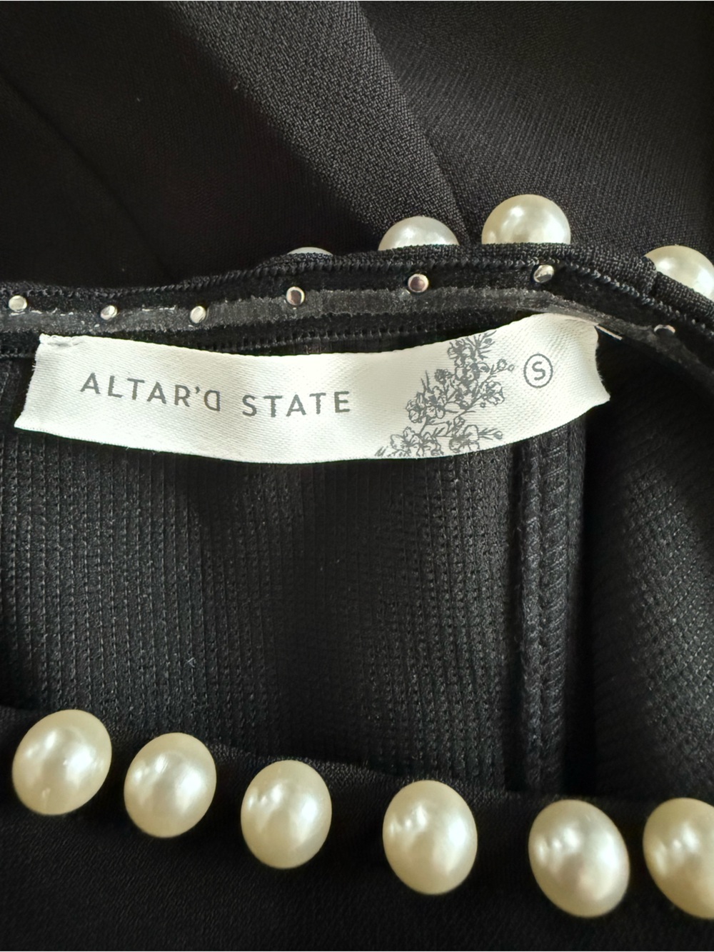 Altar'd State Londyn Black Strapless Pearl Embellished Mini Dress NWT Size S - Picture 6 of 9